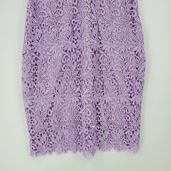 Rubber Ducky Lavender Tatting Lace Sleeveless V Neck Sheath Dress - Picture 5 of 11